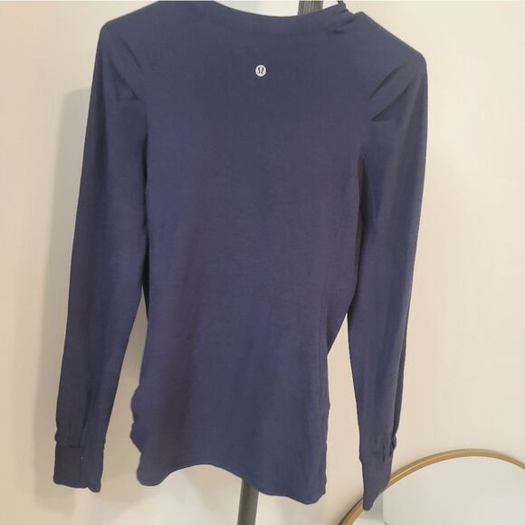 Lululemon Extra Mile Long Sleeve Women’s Shirt Heathered Hero Blue/Black Size 8 - Picture 3 of 6